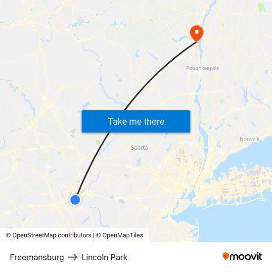 Freemansburg to Lincoln Park map