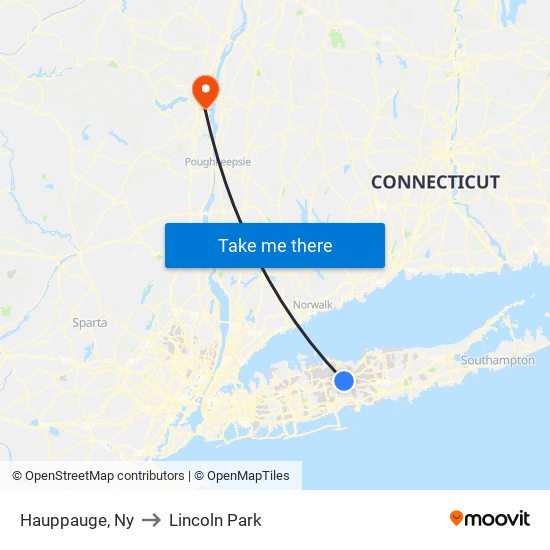 Hauppauge, Ny to Lincoln Park map