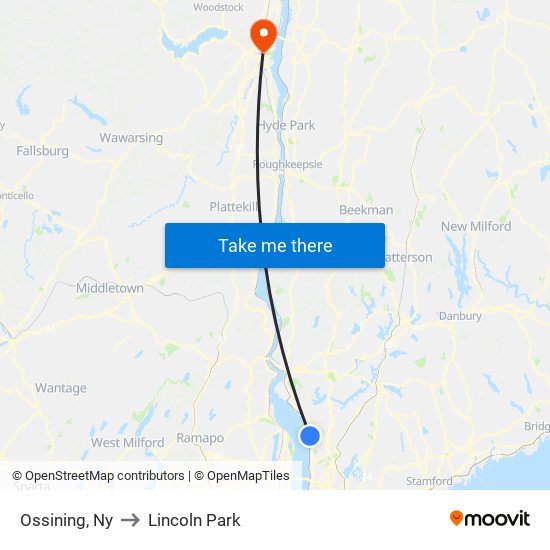 Ossining, Ny to Lincoln Park map
