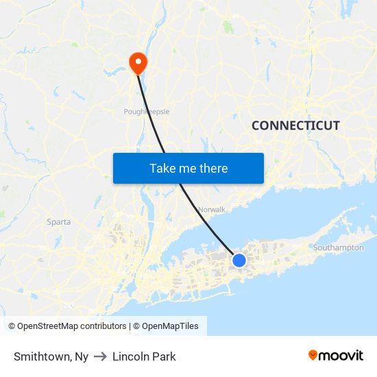 Smithtown, Ny to Lincoln Park map