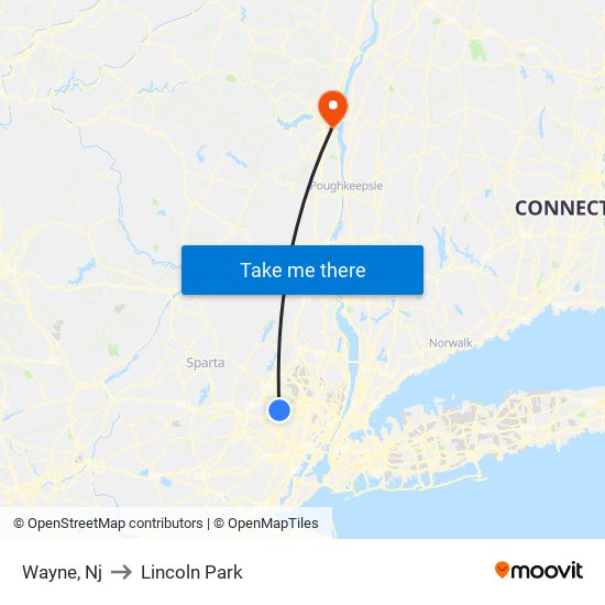 Wayne, Nj to Lincoln Park map