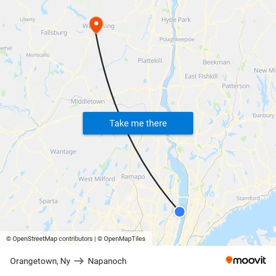Orangetown, Ny to Napanoch map