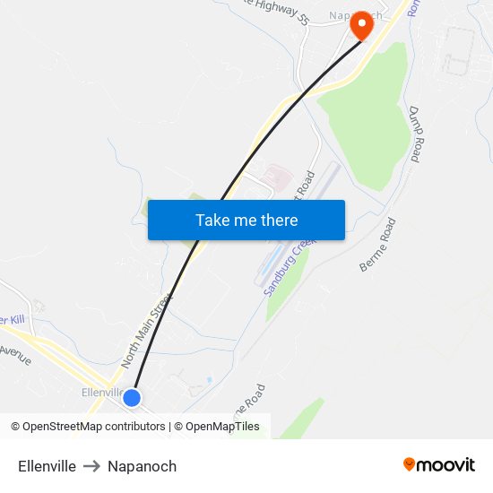 Ellenville to Napanoch map