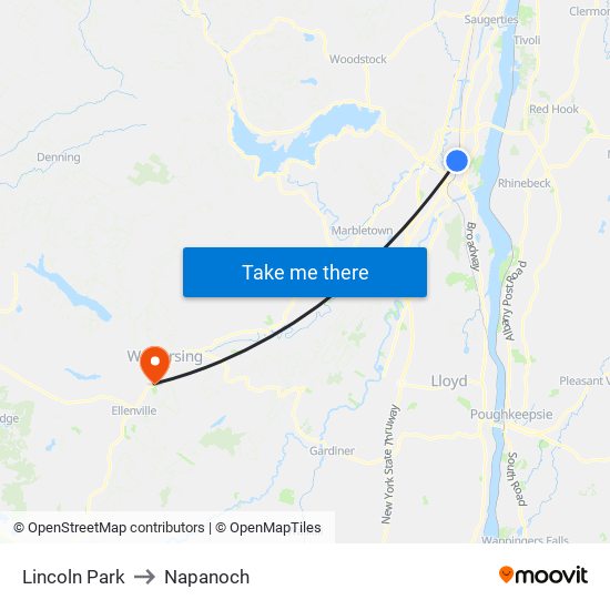 Lincoln Park to Napanoch map