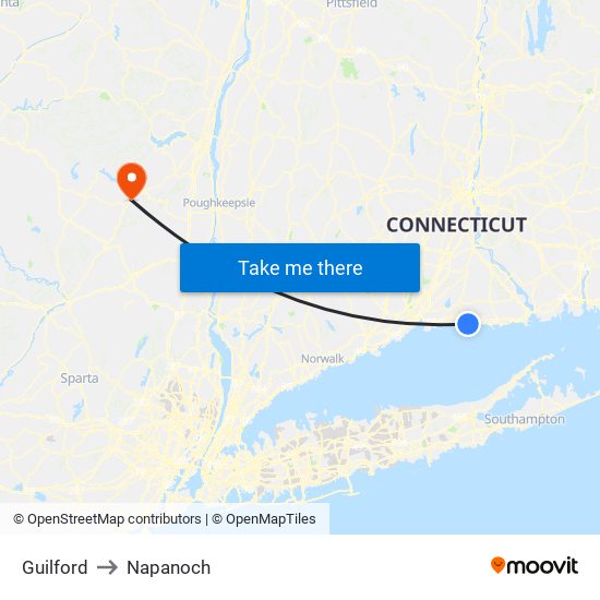 Guilford to Napanoch map