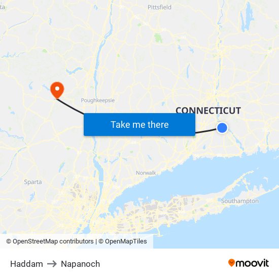 Haddam to Napanoch map