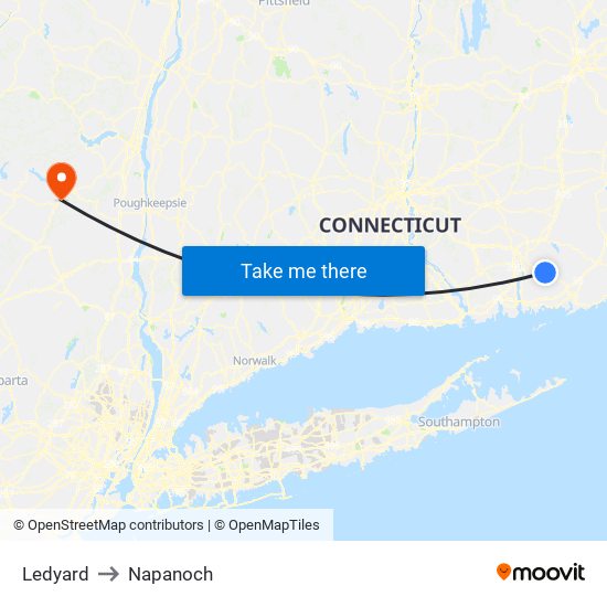 Ledyard to Napanoch map