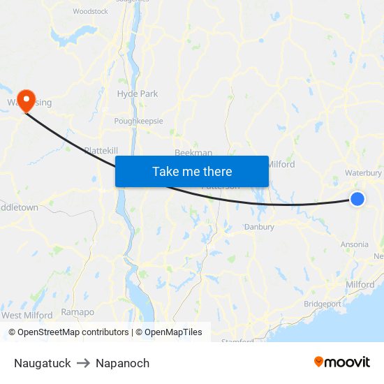 Naugatuck to Napanoch map