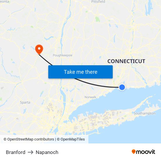 Branford to Napanoch map