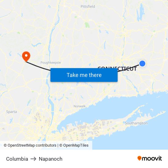 Columbia to Napanoch map