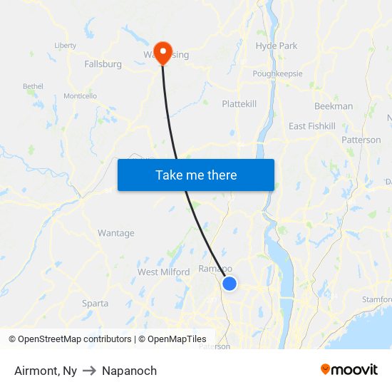 Airmont, Ny to Napanoch map