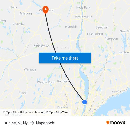 Alpine, Nj, Ny to Napanoch map