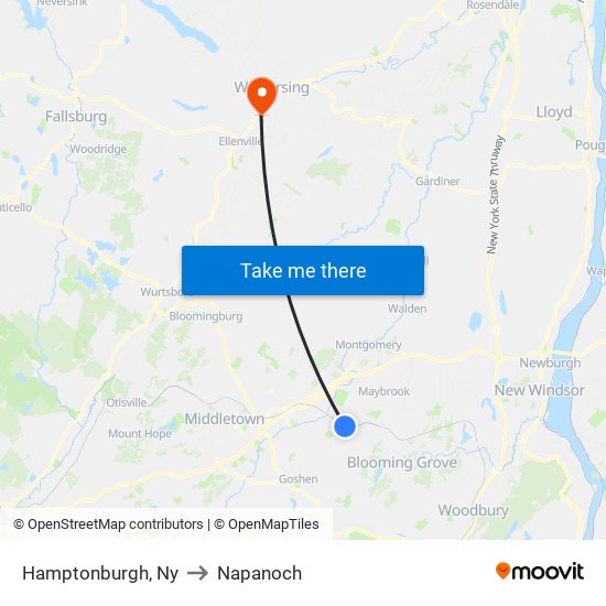 Hamptonburgh, Ny to Napanoch map