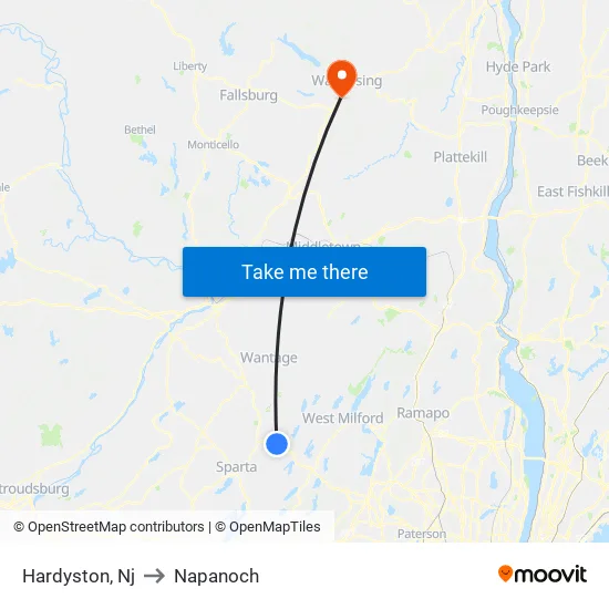 Hardyston, Nj to Napanoch map
