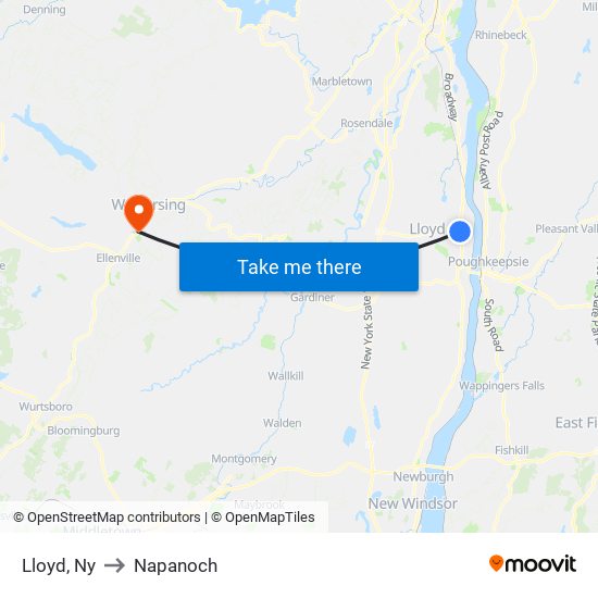 Lloyd, Ny to Napanoch map