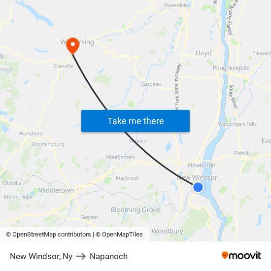 New Windsor, Ny to Napanoch map