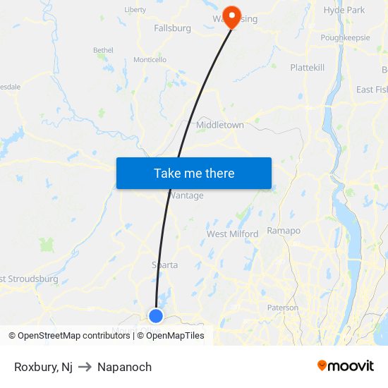 Roxbury, Nj to Napanoch map