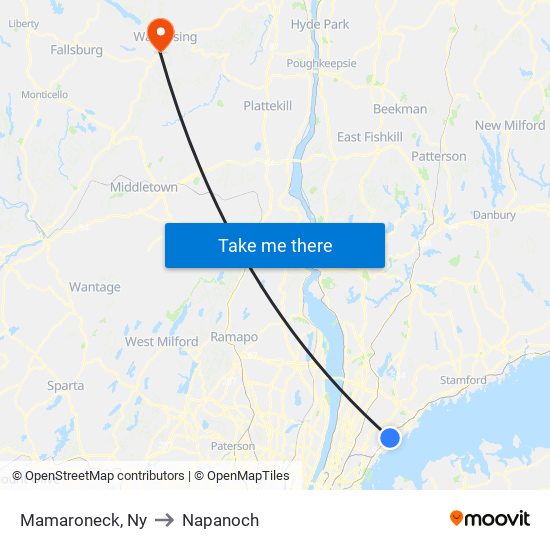 Mamaroneck, Ny to Napanoch map