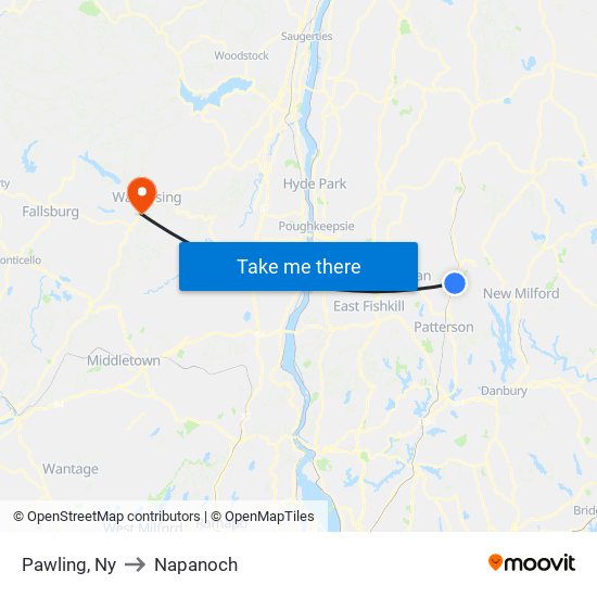 Pawling, Ny to Napanoch map