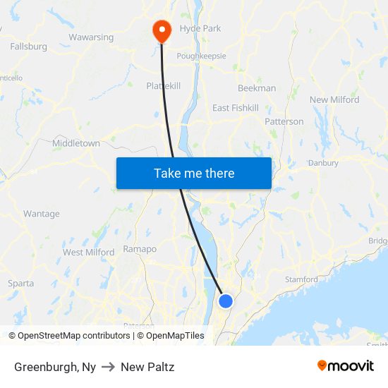 Greenburgh, Ny to New Paltz map