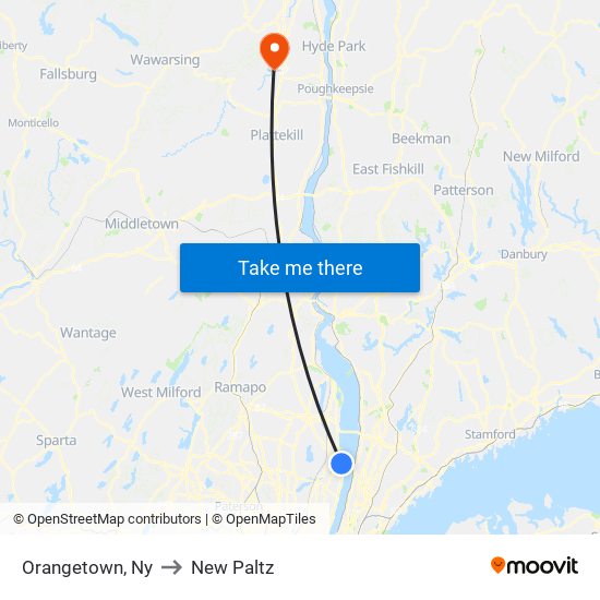 Orangetown, Ny to New Paltz map