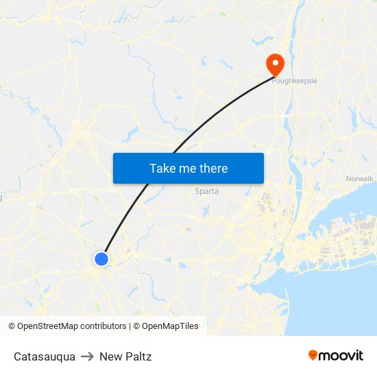 Catasauqua to New Paltz map