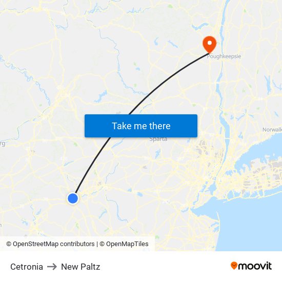 Cetronia to New Paltz map