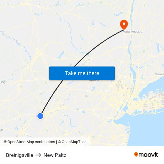 Breinigsville to New Paltz map