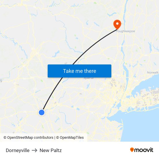 Dorneyville to New Paltz map