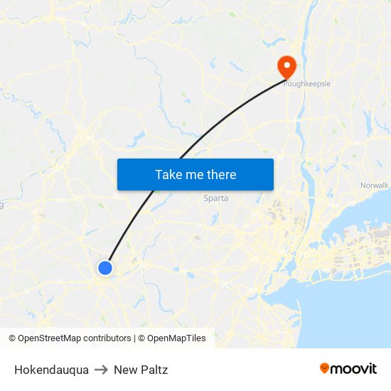 Hokendauqua to New Paltz map
