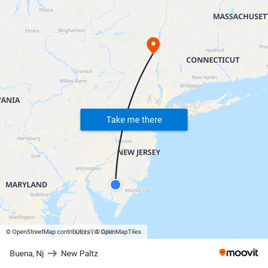 Buena, Nj to New Paltz map