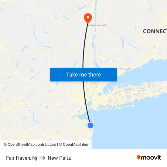 Fair Haven, Nj to New Paltz map