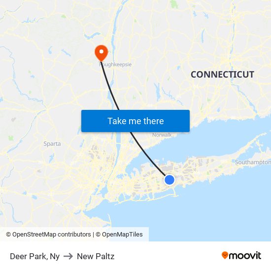 Deer Park, Ny to New Paltz map