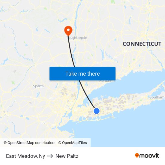 East Meadow, Ny to New Paltz map