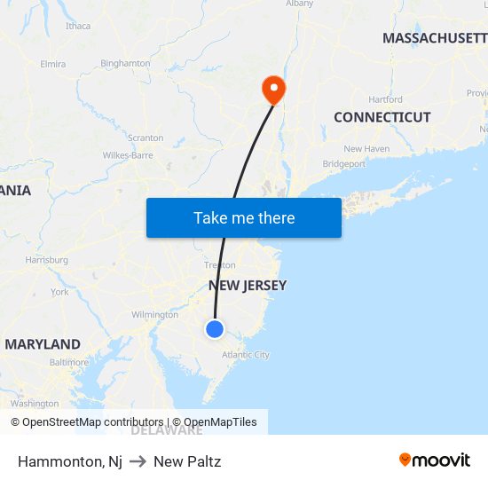 Hammonton, Nj to New Paltz map