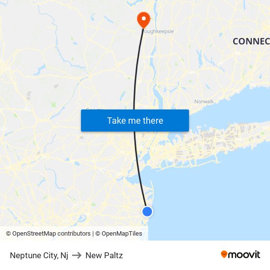 Neptune City, Nj to New Paltz map