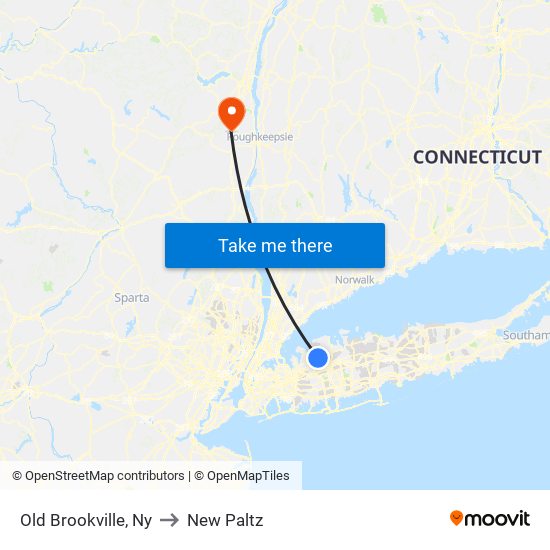 Old Brookville, Ny to New Paltz map