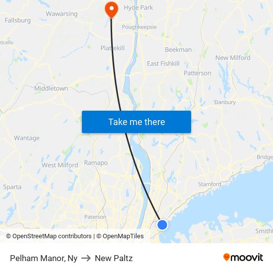 Pelham Manor, Ny to New Paltz map