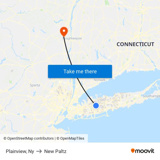 Plainview, Ny to New Paltz map