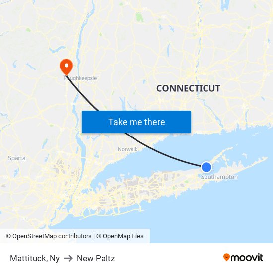 Mattituck, Ny to New Paltz map