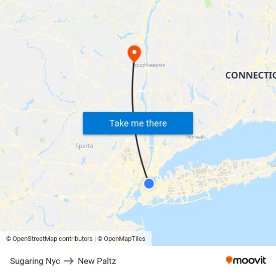 Sugaring Nyc to New Paltz map