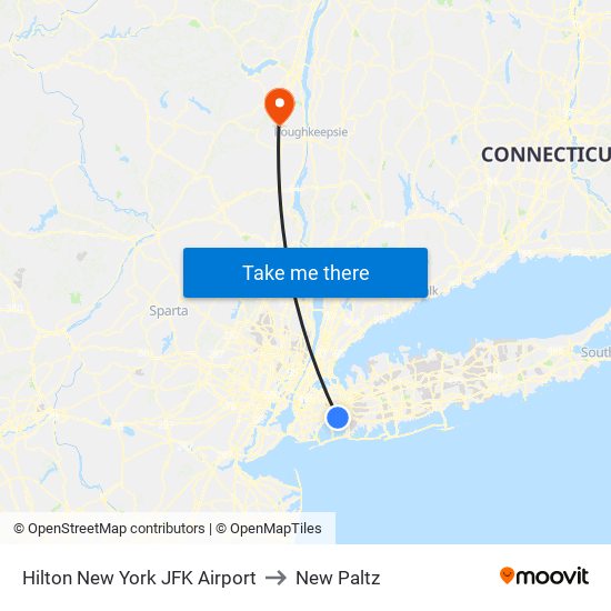 Hilton New York JFK Airport to New Paltz map