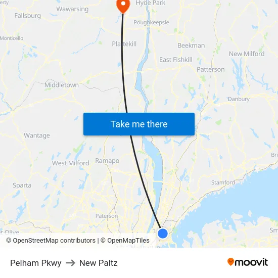 Pelham Pkwy to New Paltz map