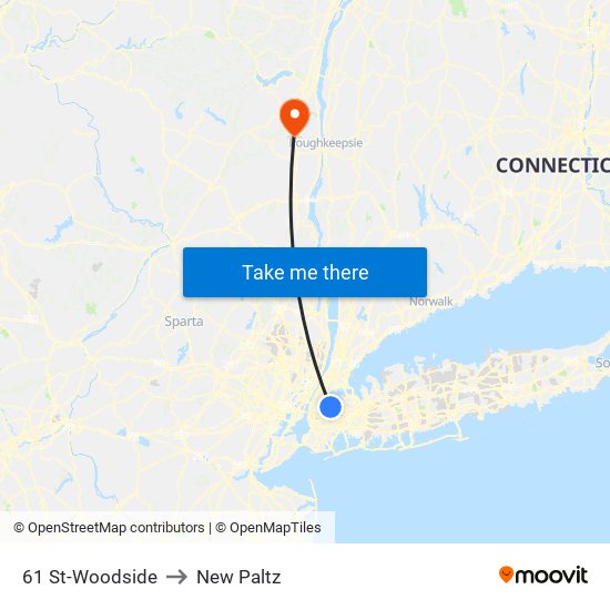 61 St-Woodside to New Paltz map