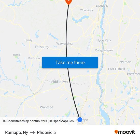 Ramapo, Ny to Phoenicia map