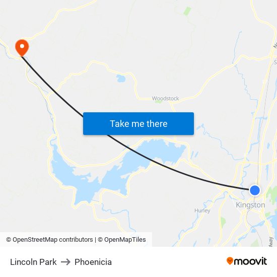 Lincoln Park to Phoenicia map