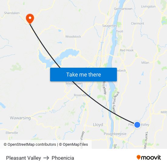 Pleasant Valley to Phoenicia map