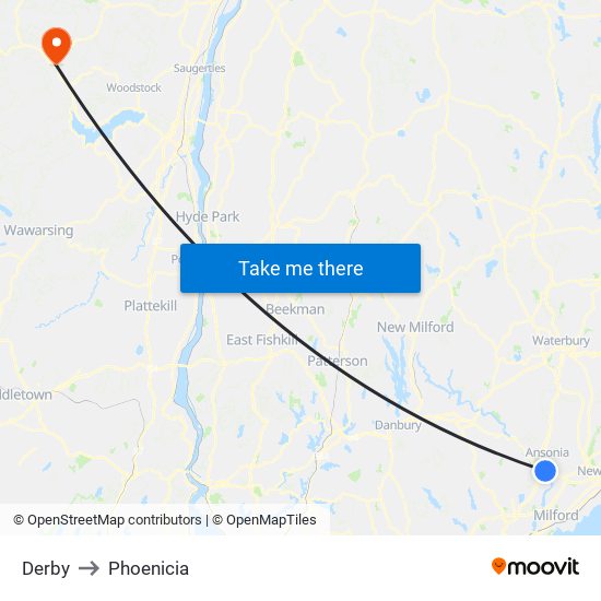 Derby to Phoenicia map