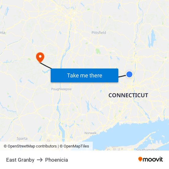 East Granby to Phoenicia map