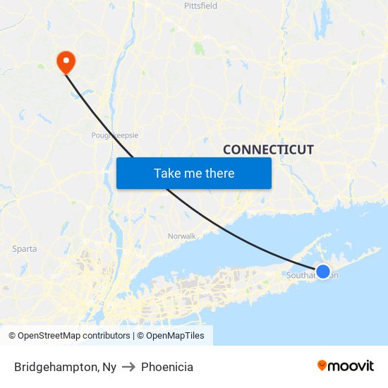 Bridgehampton, Ny to Phoenicia map